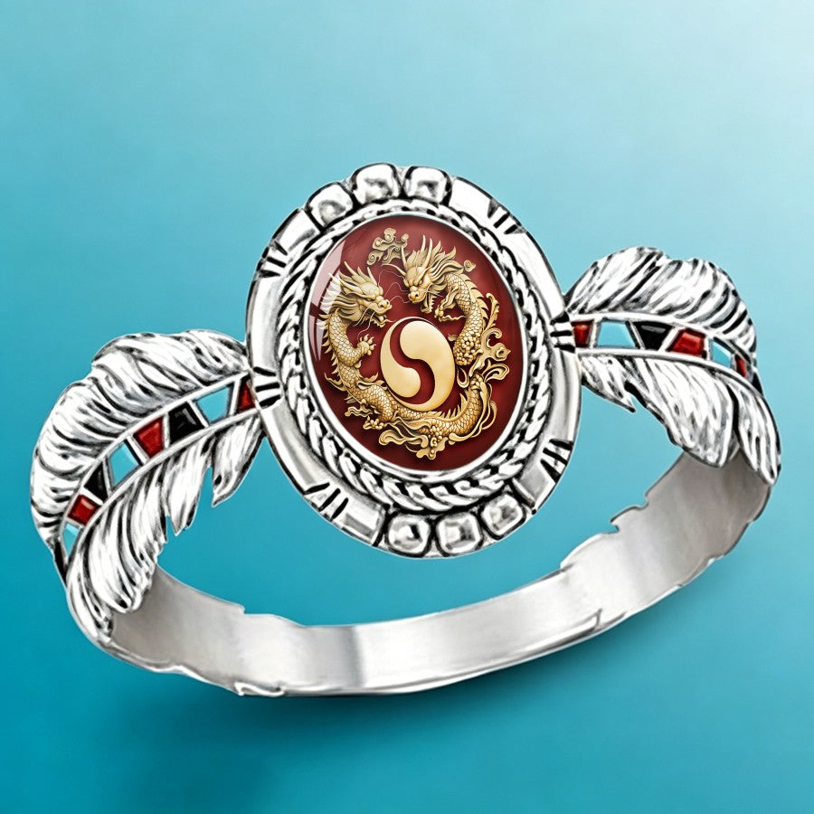 Dragon Yin Yang Oval Ring