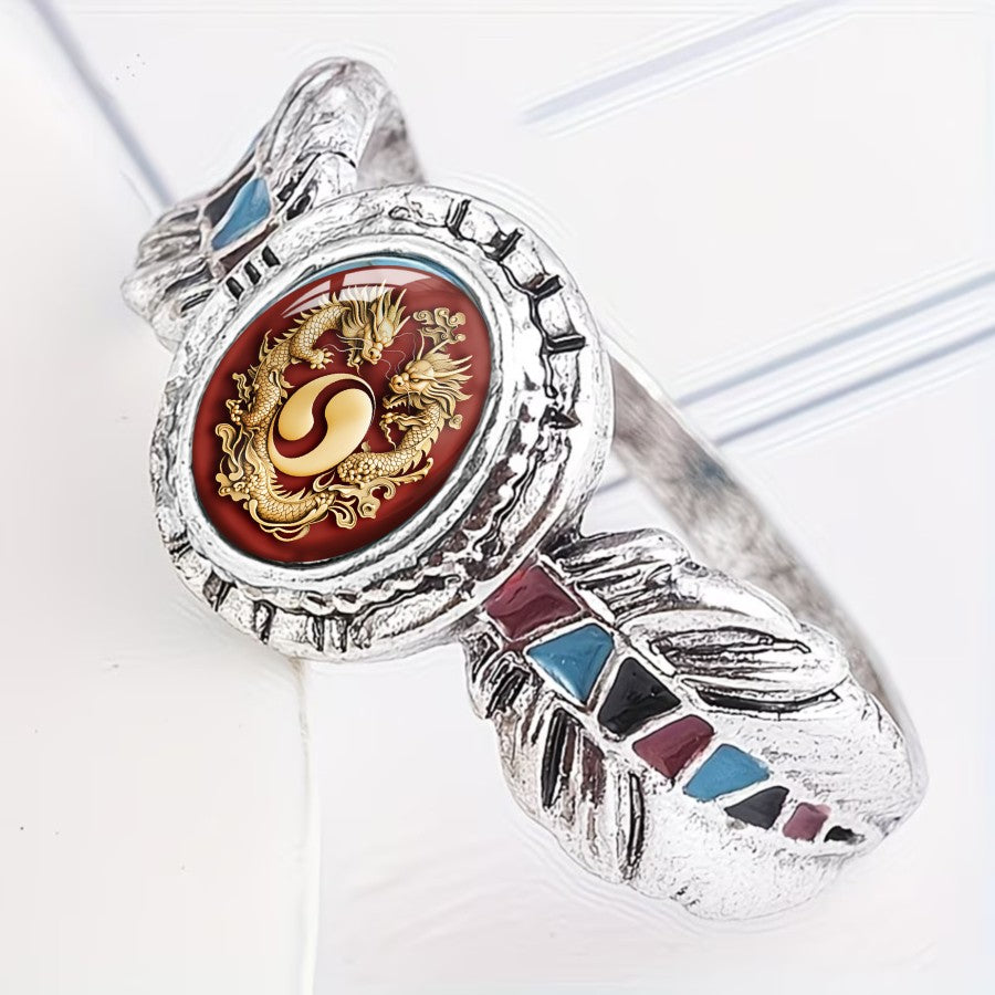 Dragon Yin Yang Oval Ring