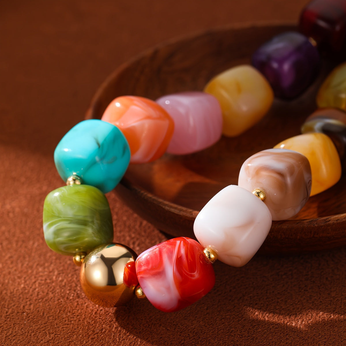 Marbled Teal Resin Bead Necklace