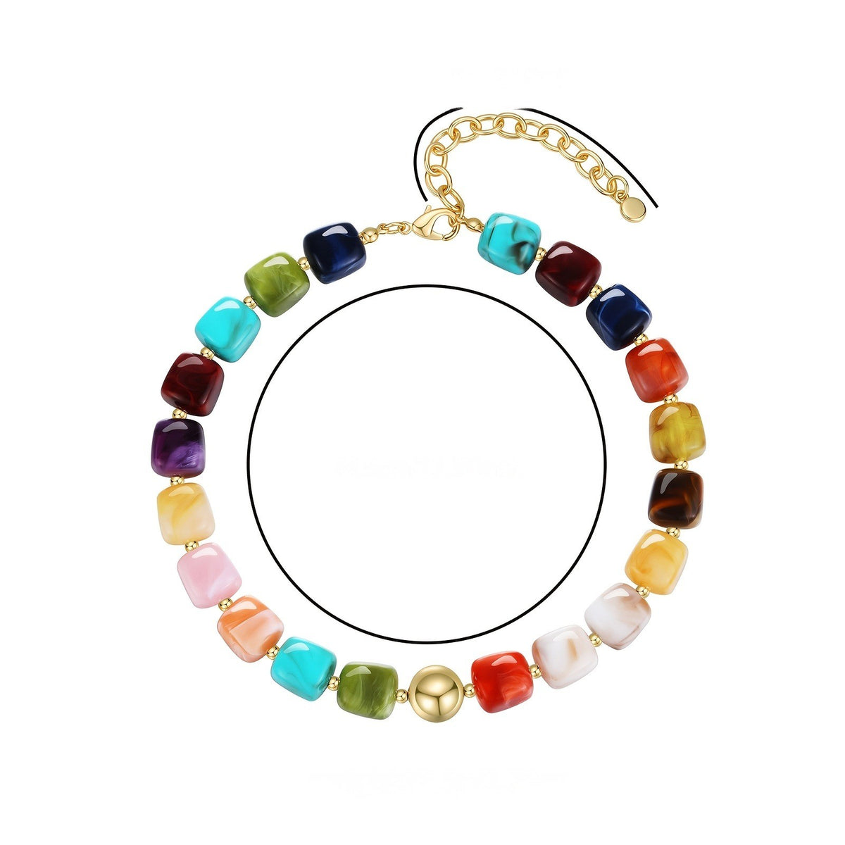 Marbled Teal Resin Bead Necklace