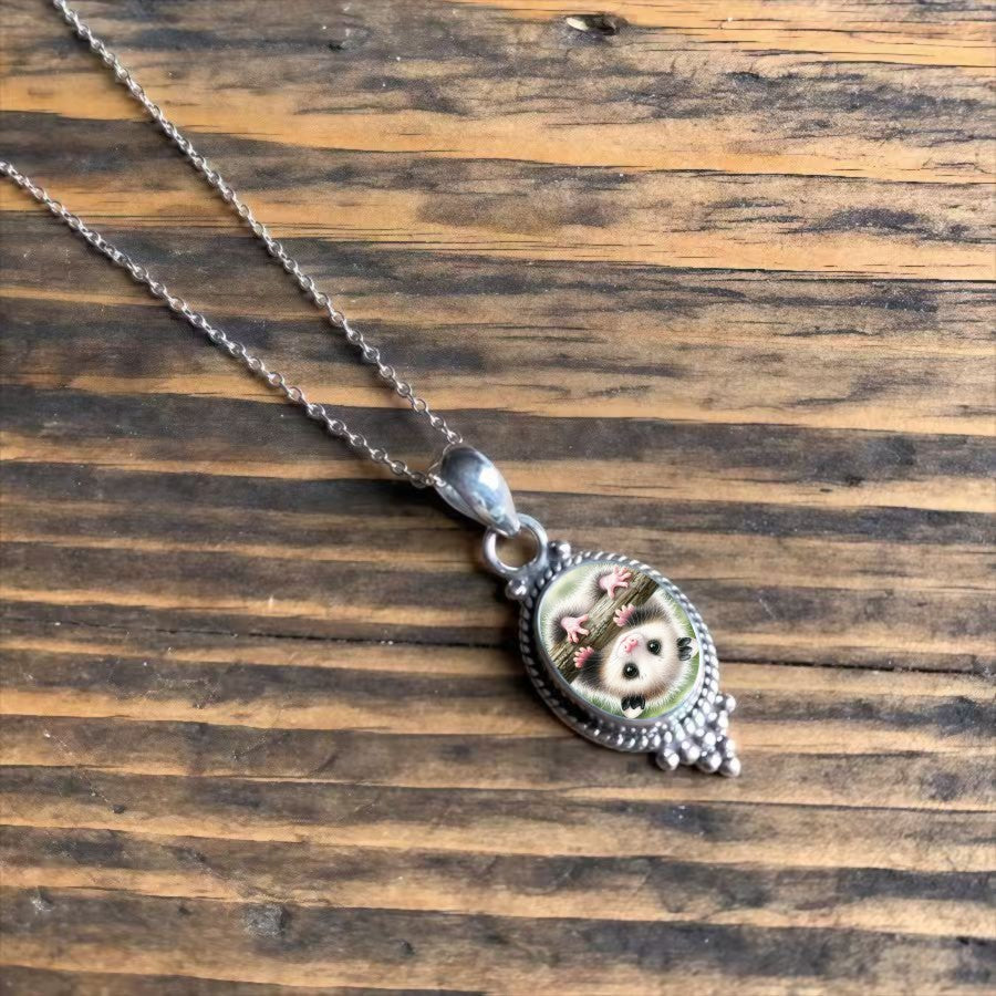 Possum Oval Pendant Necklace