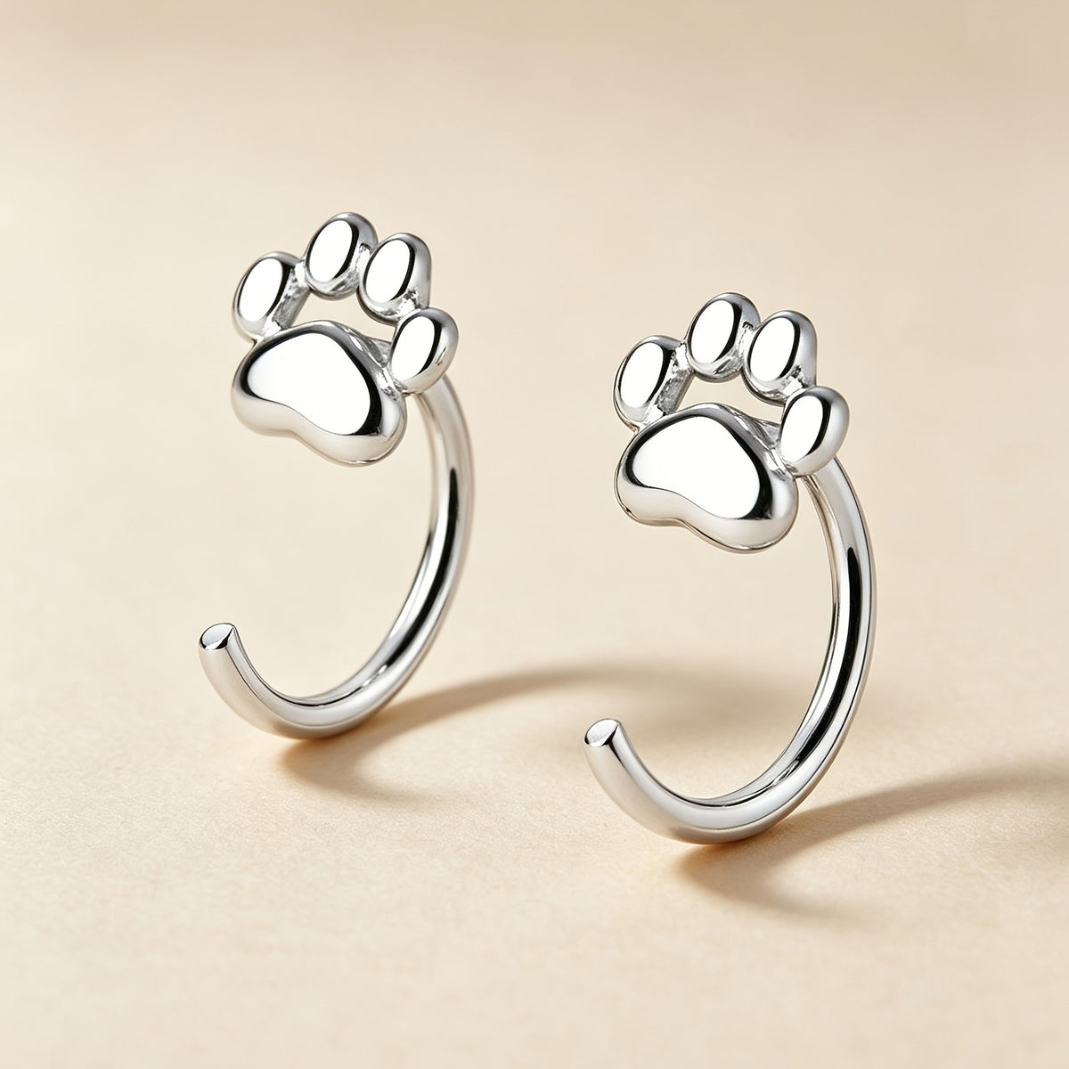 Silver-Tone Paw Earrings