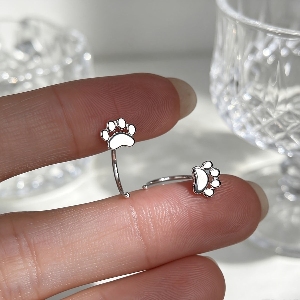 Silver-Tone Paw Earrings