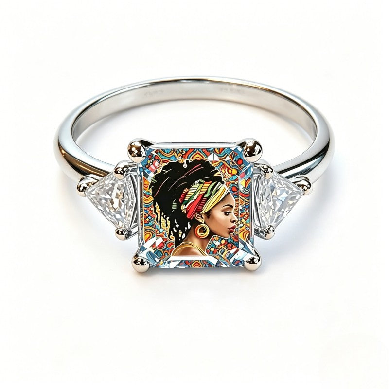 Colorful Portrait Square Ring