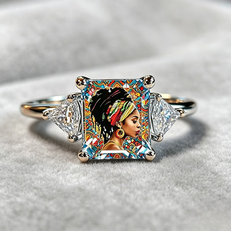 Colorful Portrait Square Ring