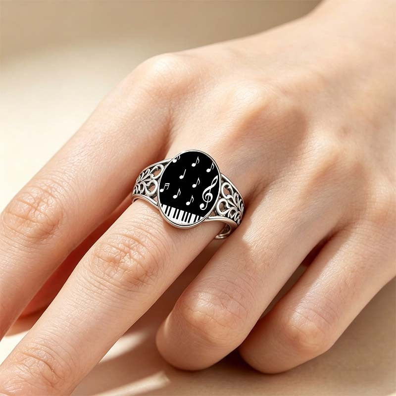 Piano Key Oval Ring
