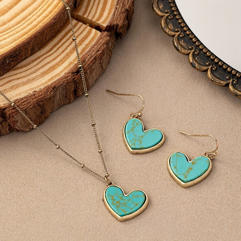 Turquoise Heart Jewelry Set