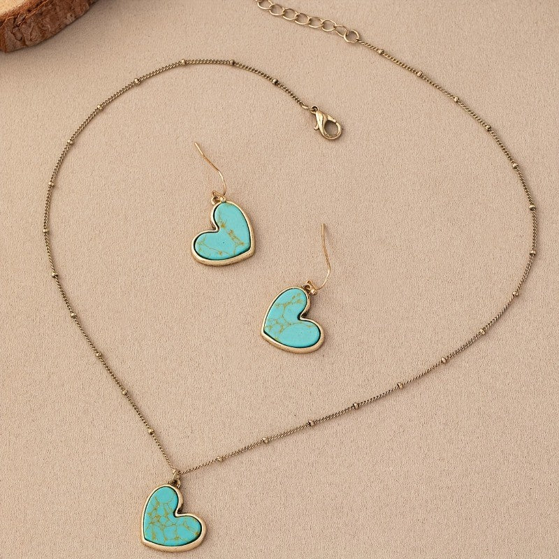 Turquoise Heart Jewelry Set