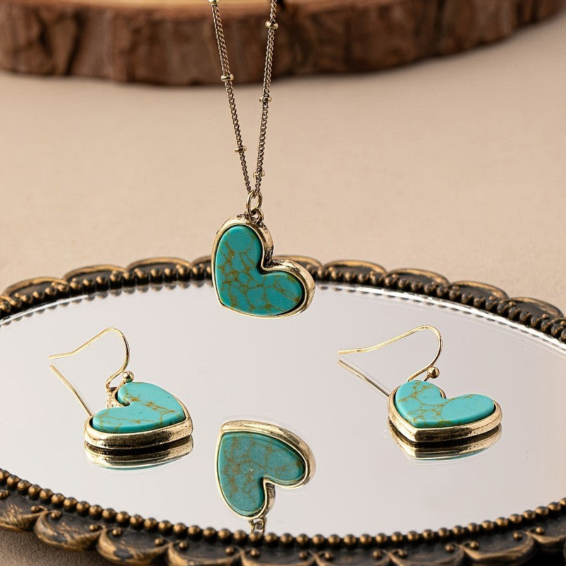 Turquoise Heart Jewelry Set