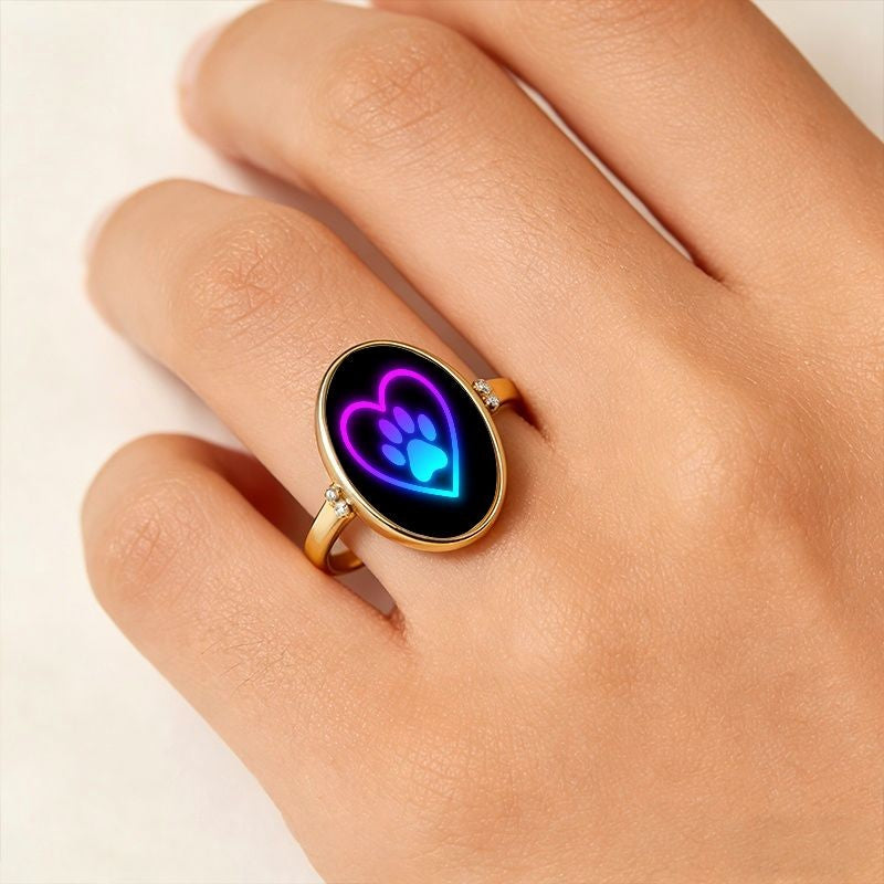 Glowing Paw Heart Ring