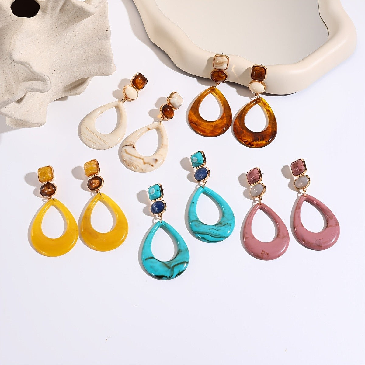 Yellow Teardrop Drop Earrings