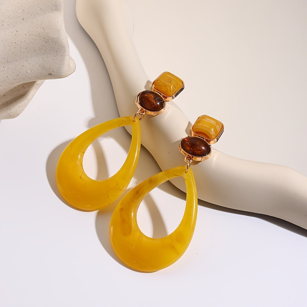 Yellow Teardrop Drop Earrings