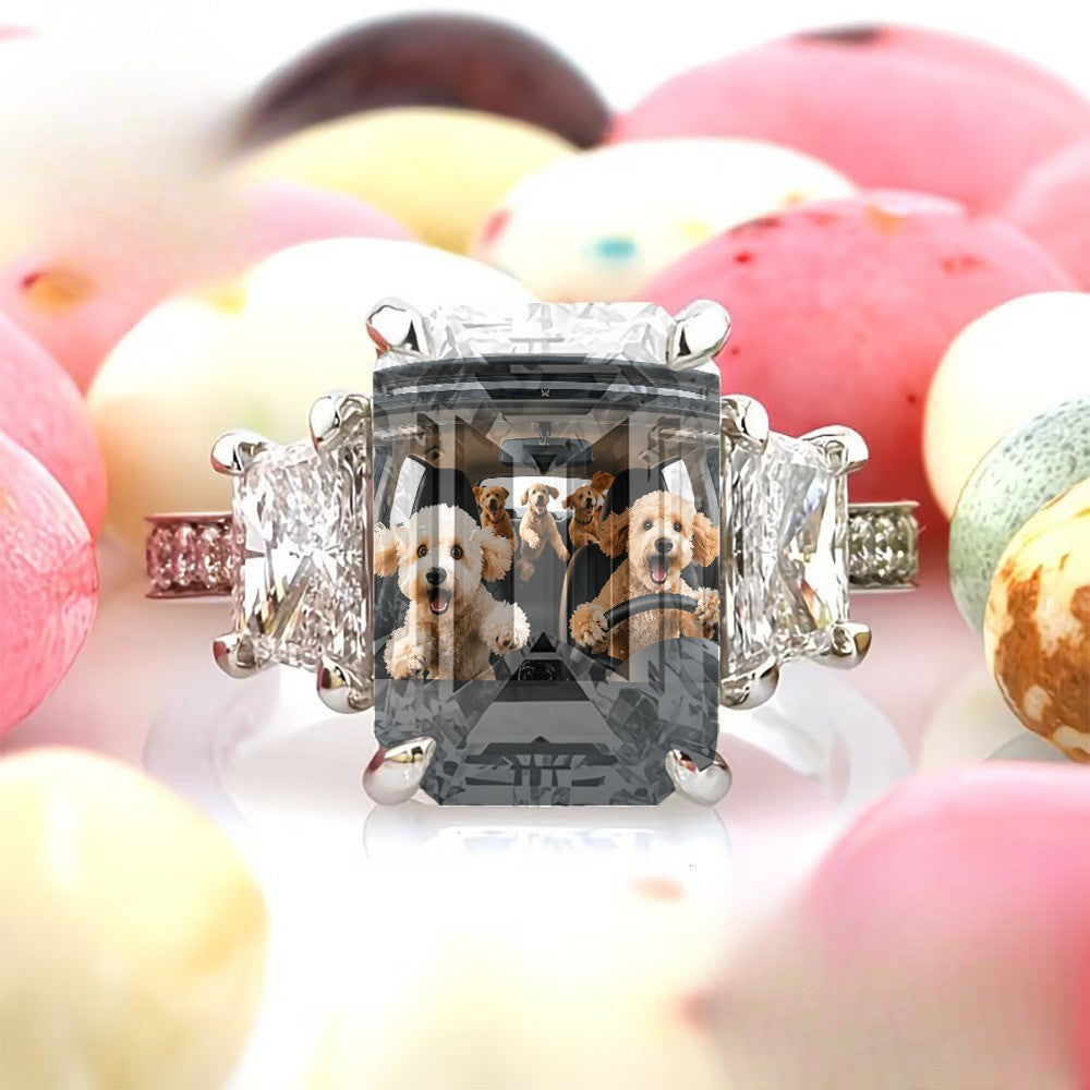 Dogs Car Ride Square Ring