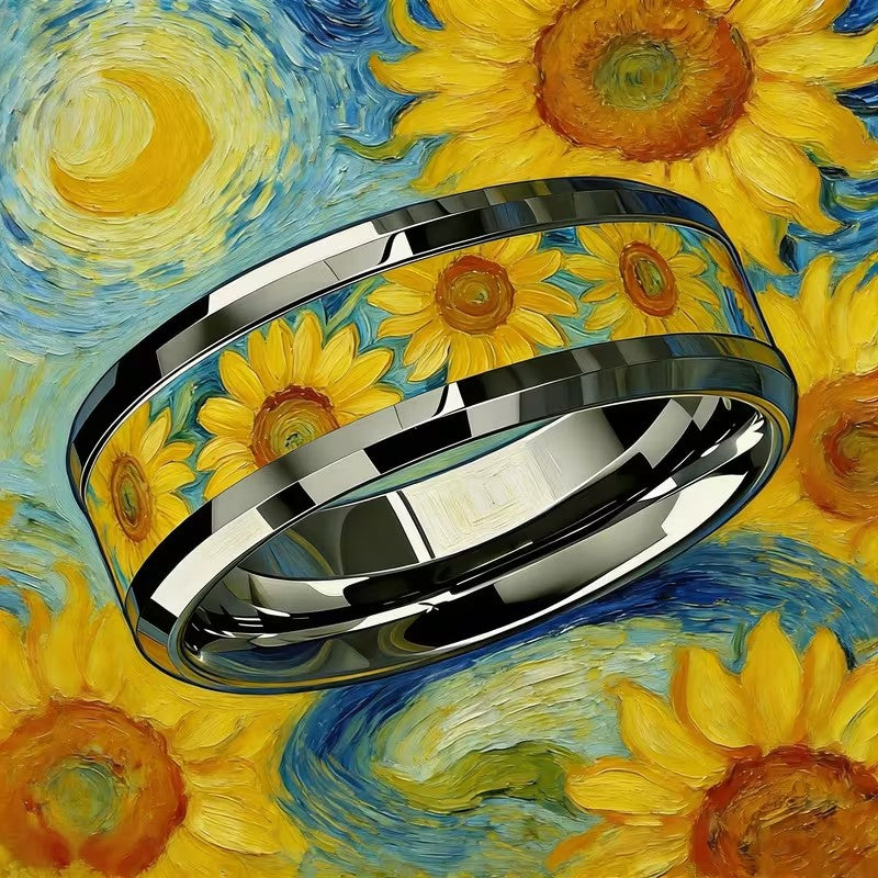 Painted Floral Art Ring Set