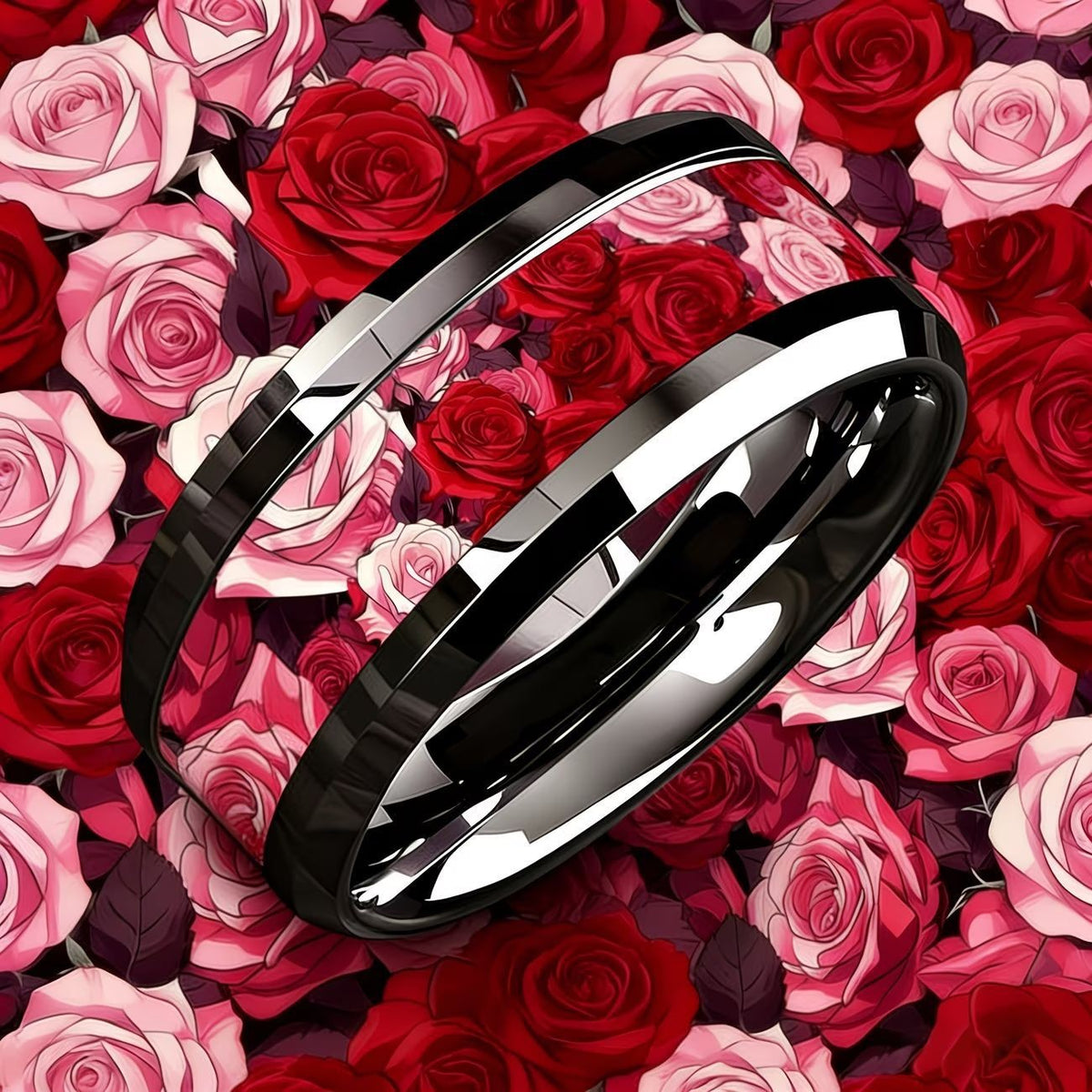 Painted Floral Art Ring Set