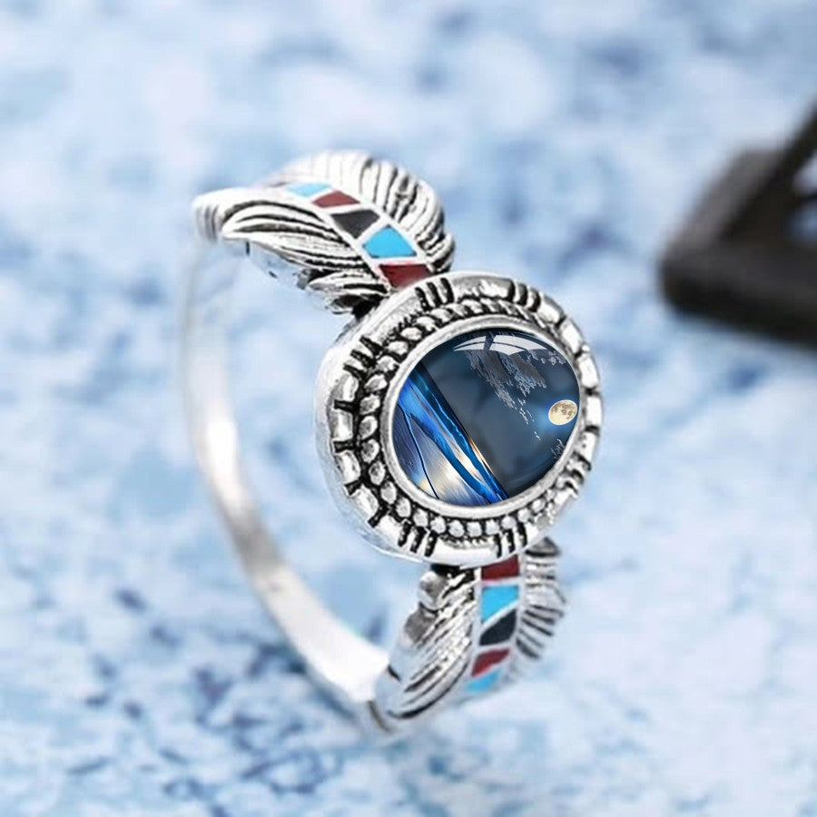 Moonlit Ocean Oval Ring