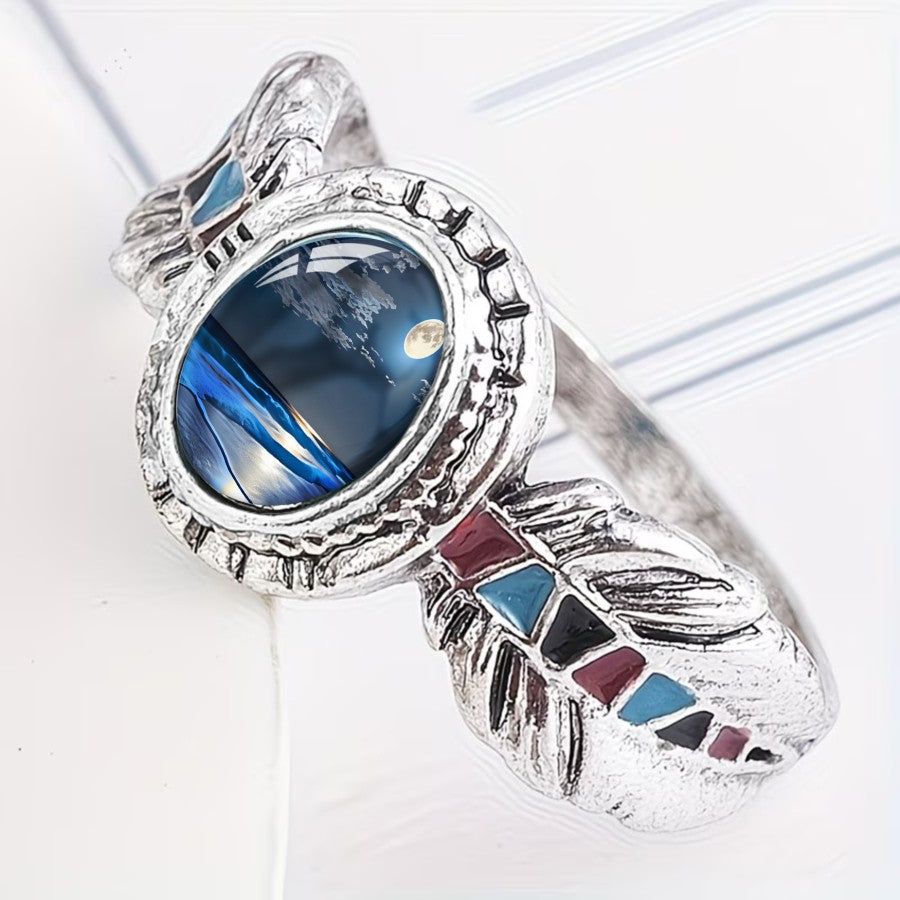 Moonlit Ocean Oval Ring