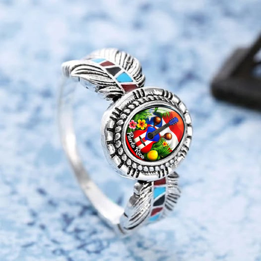 Puerto Rico Tropical Feather Ring