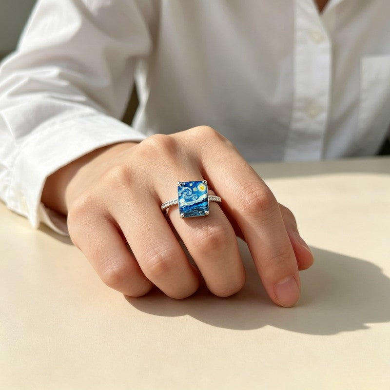 Swirling Sky Square Ring