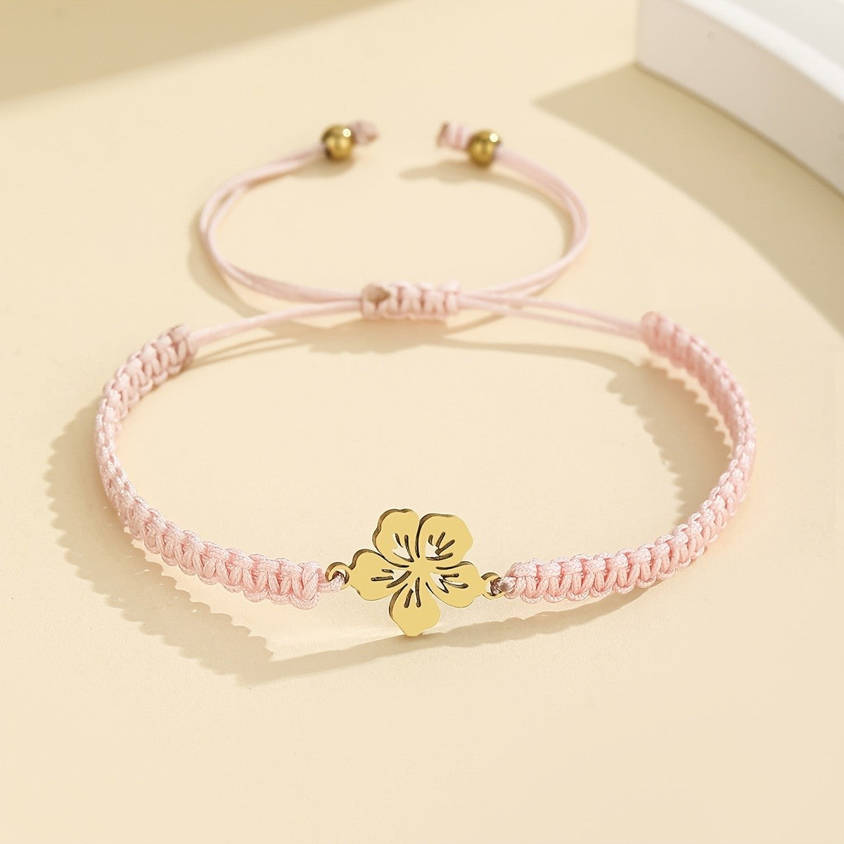 Braided Flower Charm Bracelet