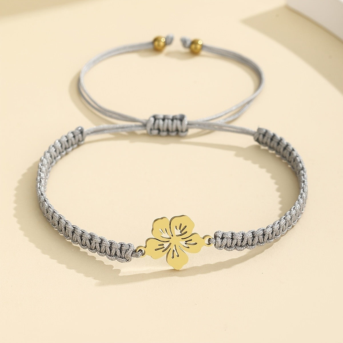 Braided Flower Charm Bracelet