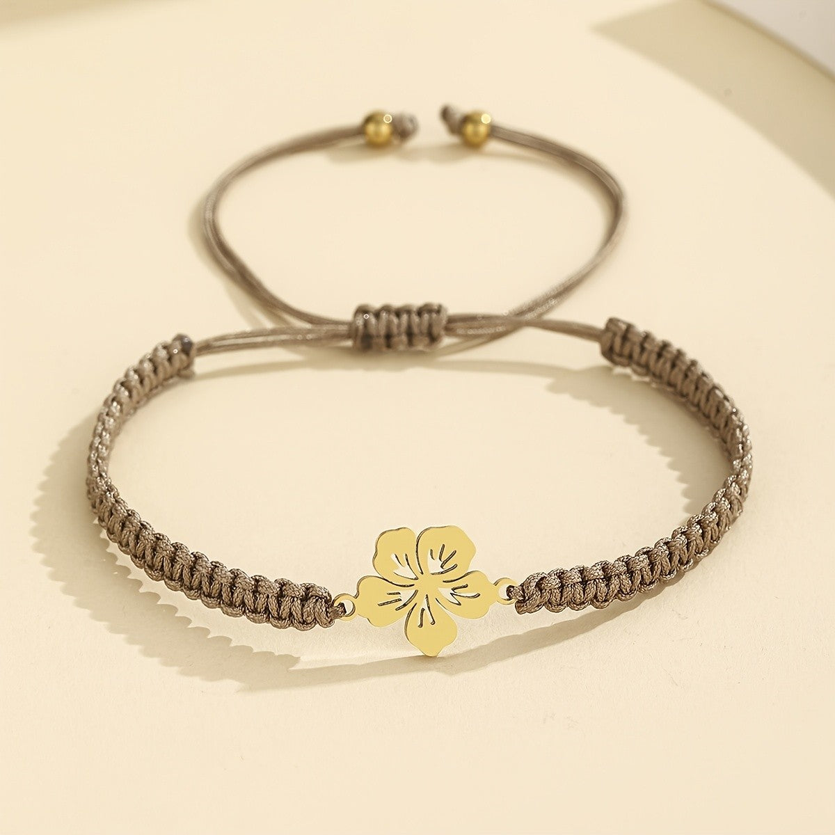 Braided Flower Charm Bracelet