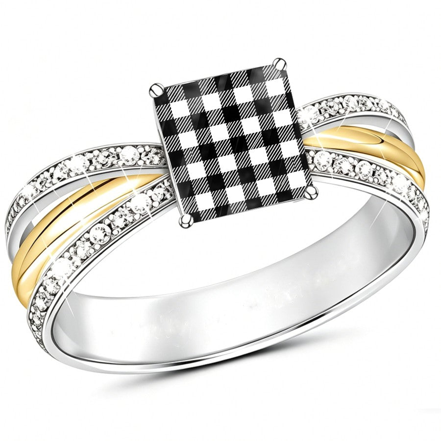 Checkered Two-Tone Ring