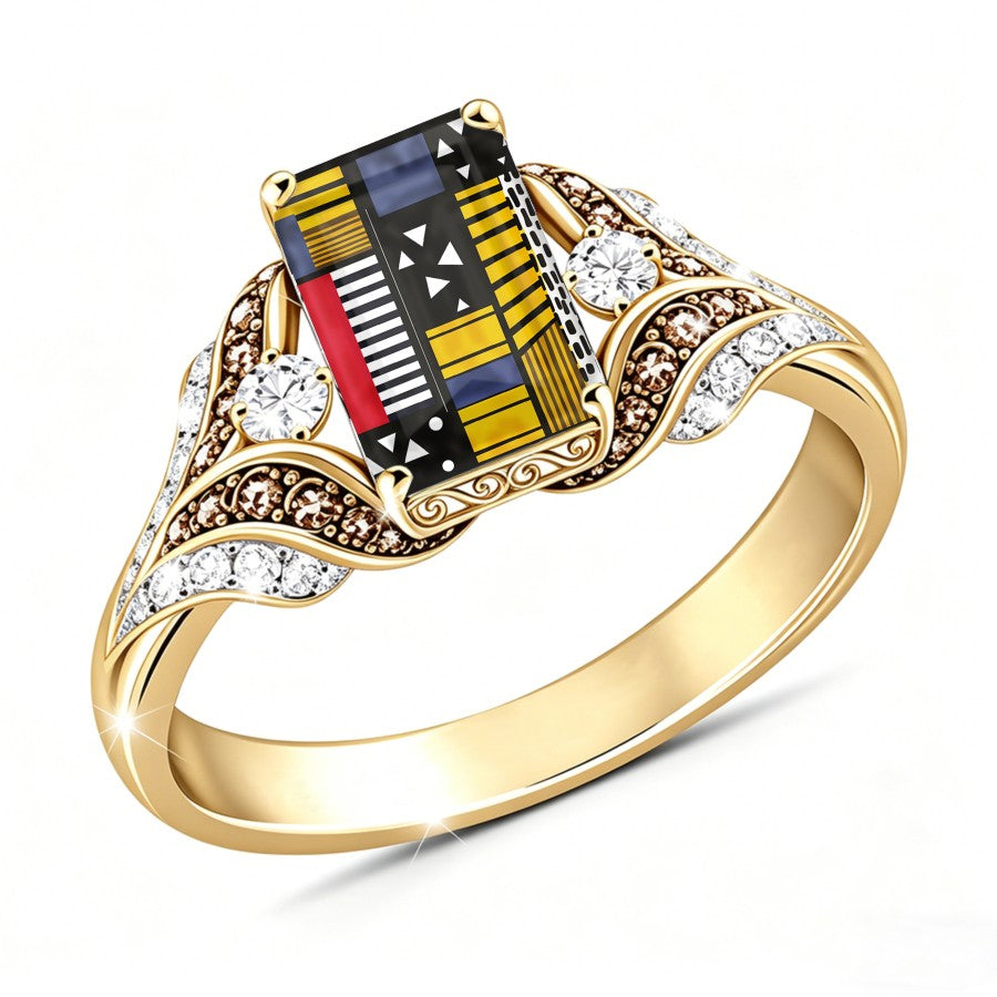 Colorful Block Pattern Square Ring