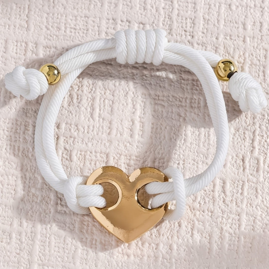 Interlocking Heart Rope Bracelet