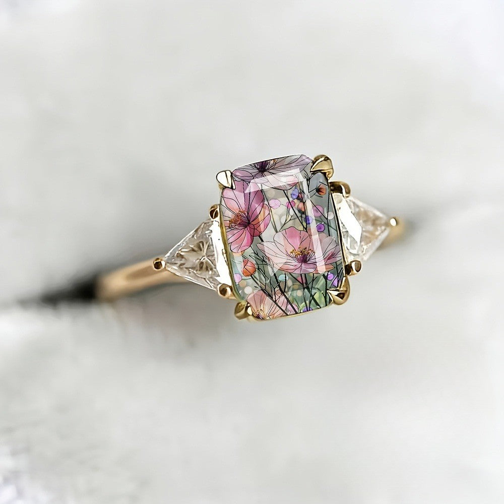 Floral Rectangular Ring