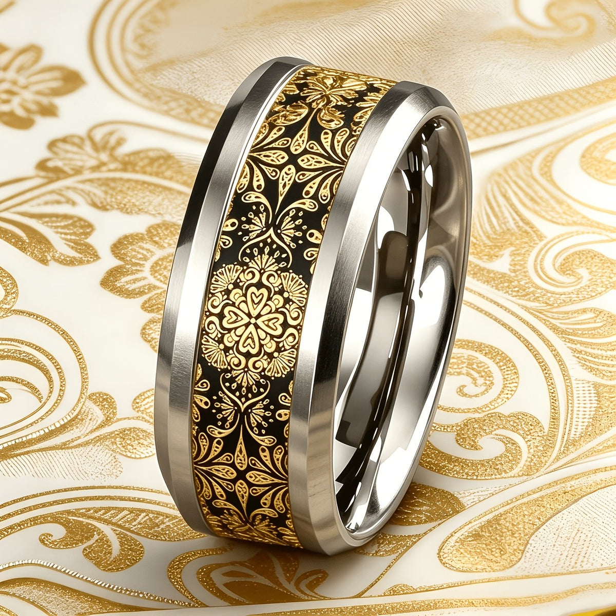 Black Floral Vine Ring