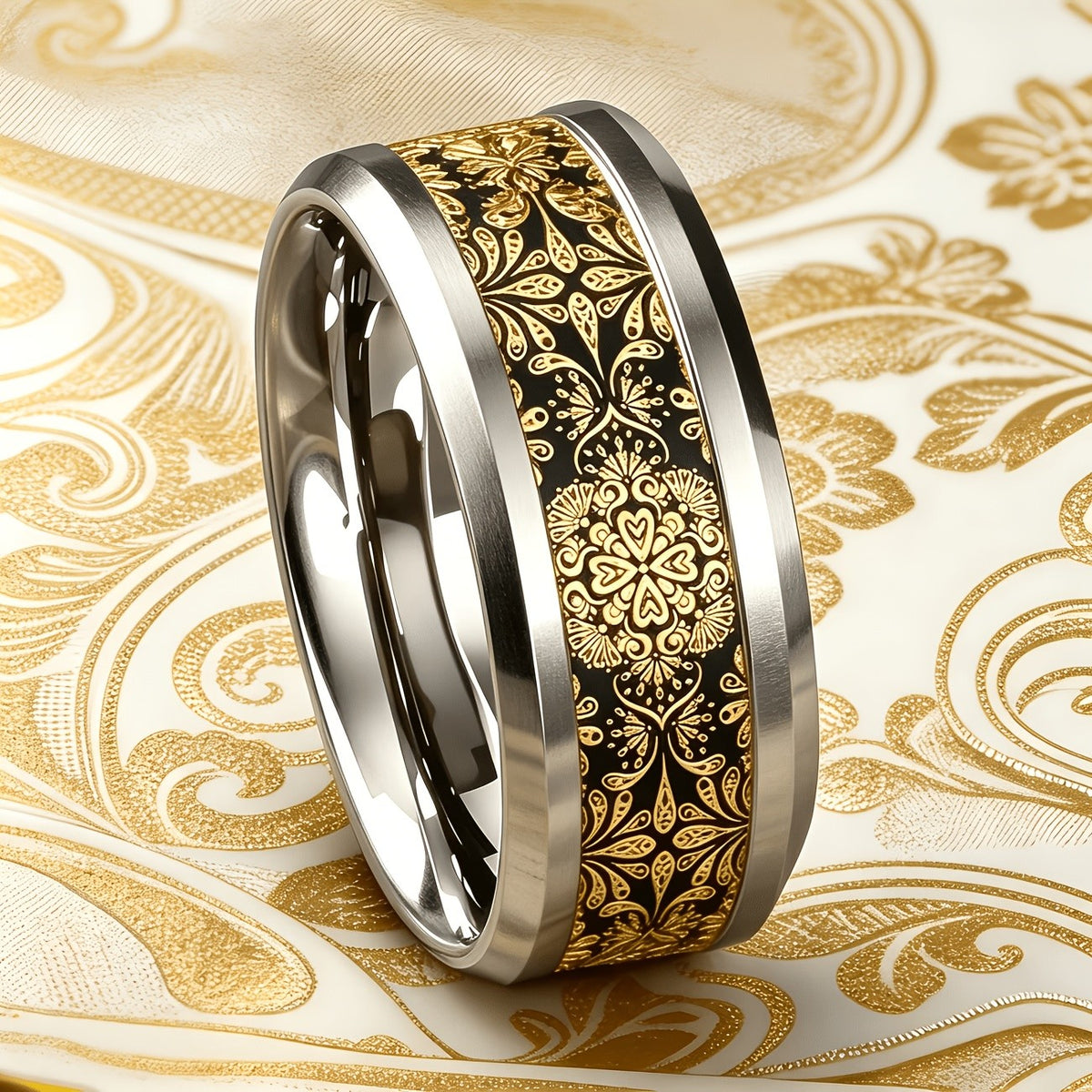 Black Floral Vine Ring
