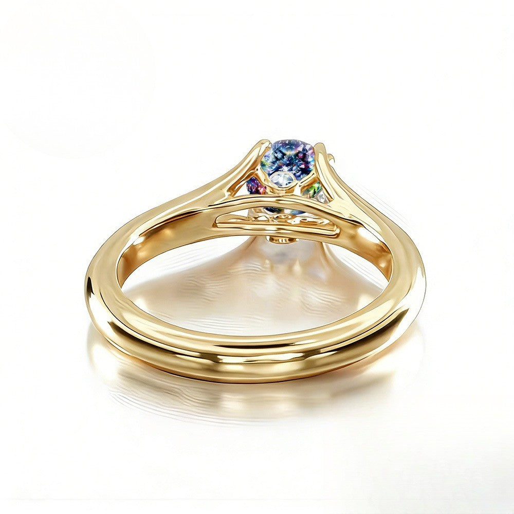 Colorful Wolf Square Ring