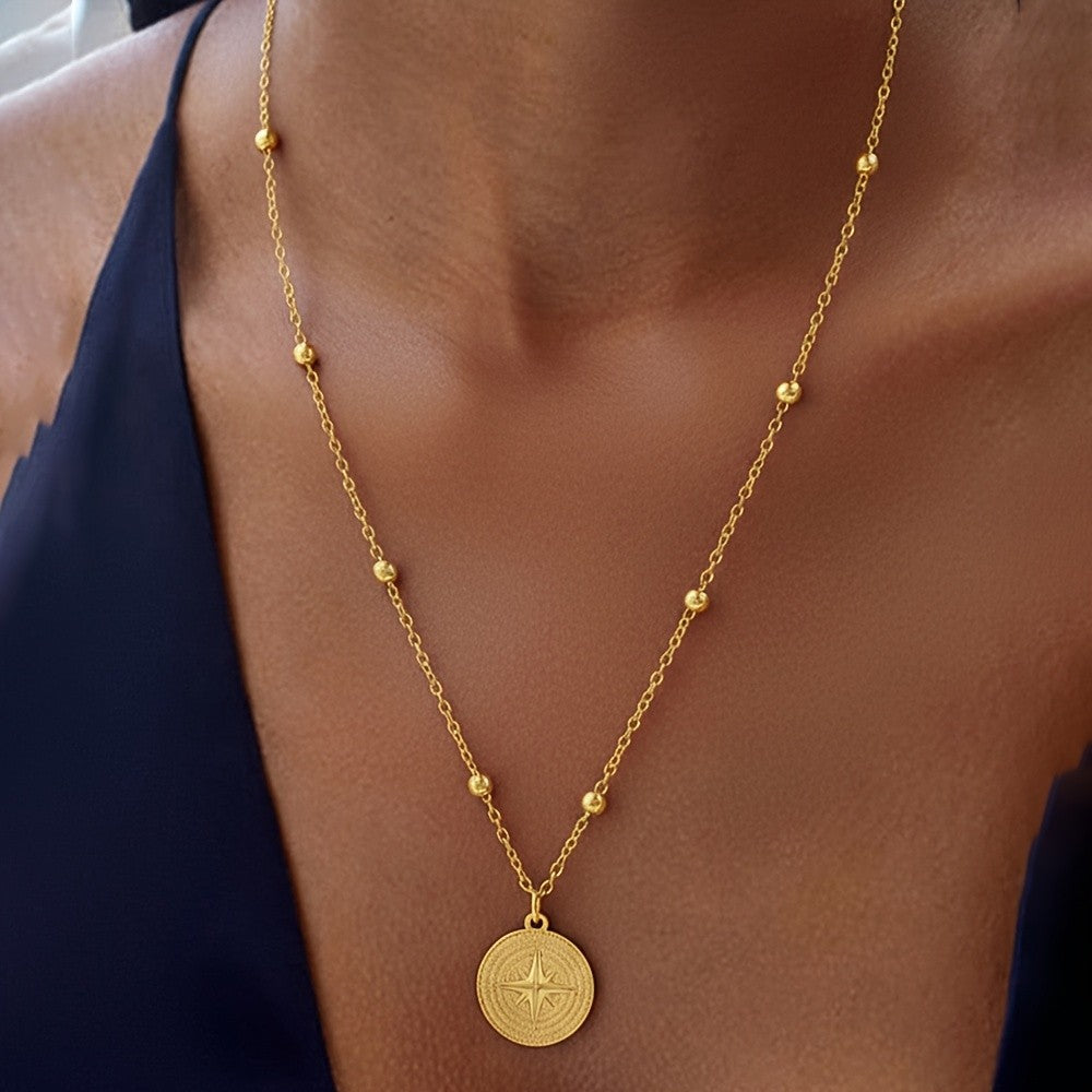Star Compass Coin Necklace