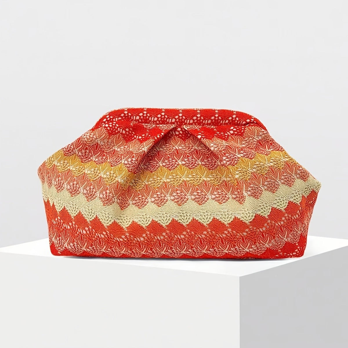 Striped Lace Clutch Bag