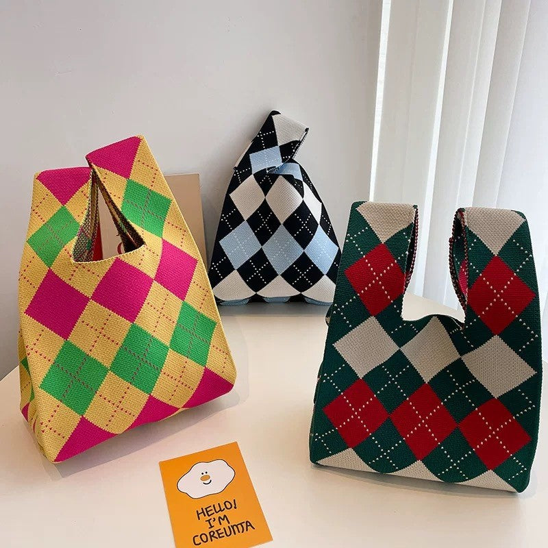 Colorful Geometric Knit Bag