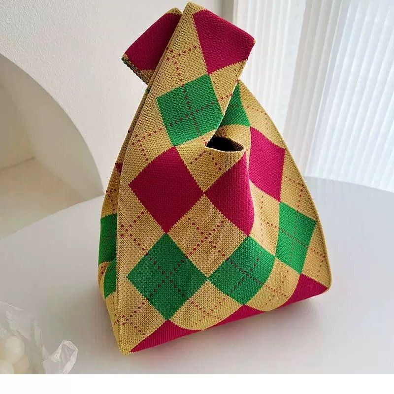 Colorful Geometric Knit Bag