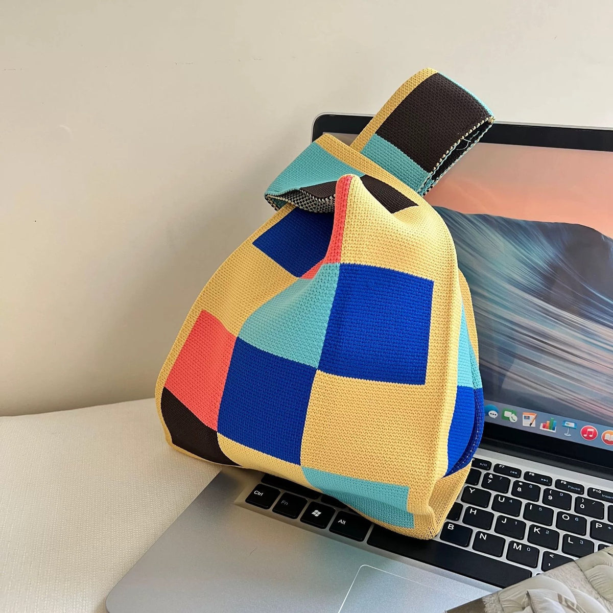 Colorful Geometric Knit Bag