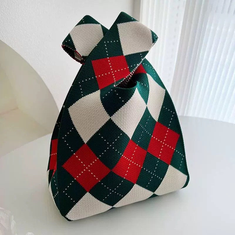 Colorful Geometric Knit Bag