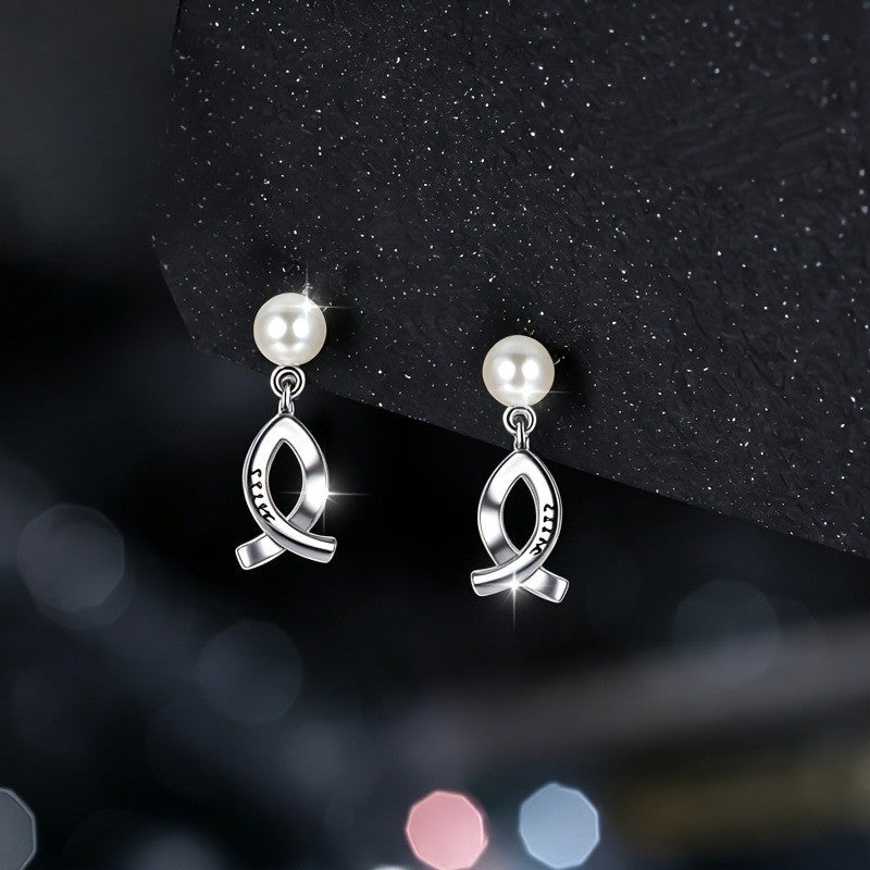 Pearl Fish Drop Earrings