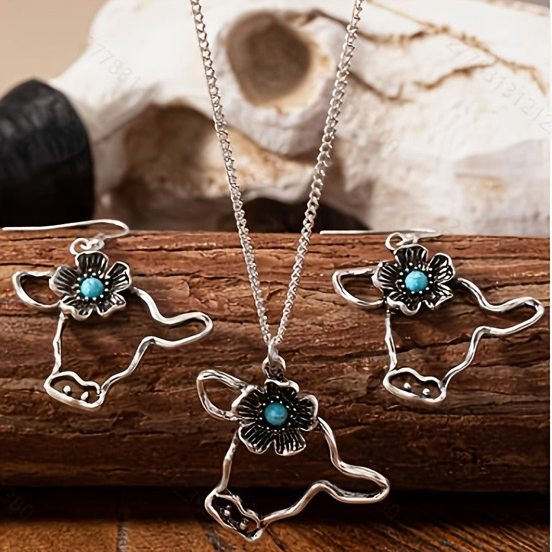 Highland Cow Turquoise Jewelry Set