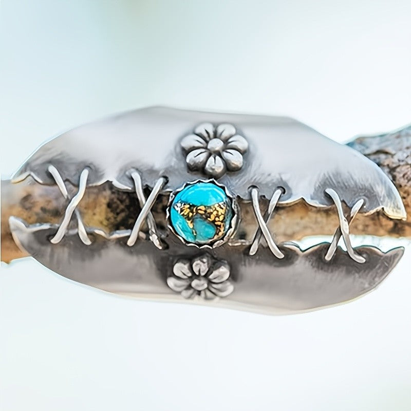 Blue Stone Floral Wrap Ring
