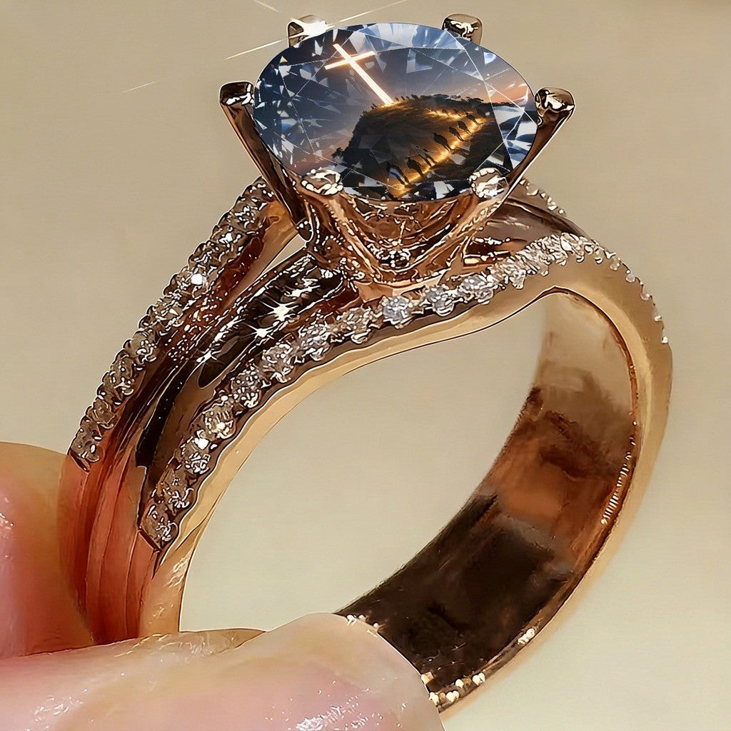 Cross Crystal Statement Ring