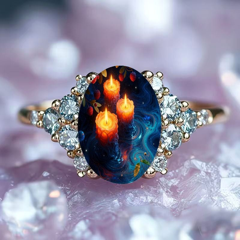 Candle & Berry Oval Ring