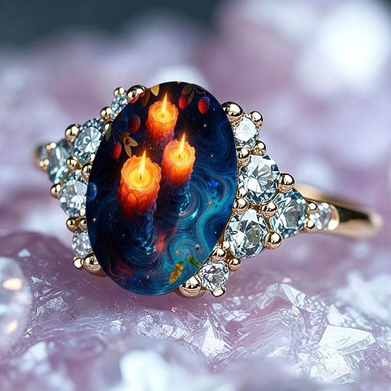 Candle & Berry Oval Ring