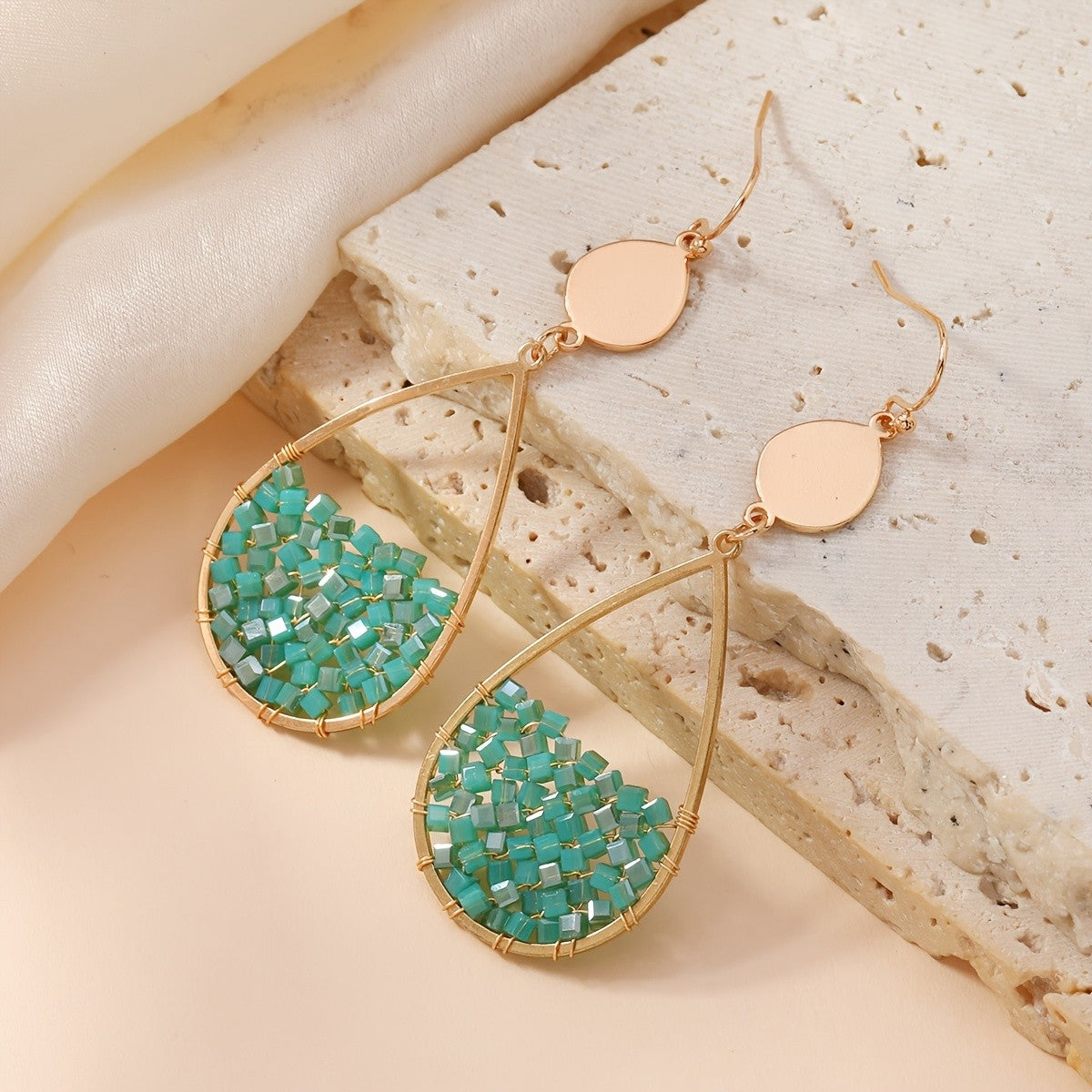 Teardrop Glass Bead Earrings