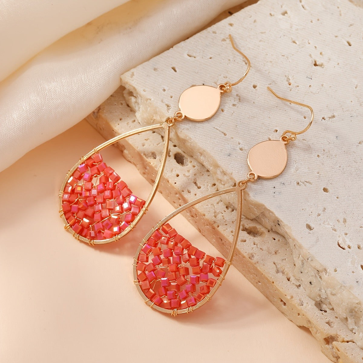 Teardrop Glass Bead Earrings