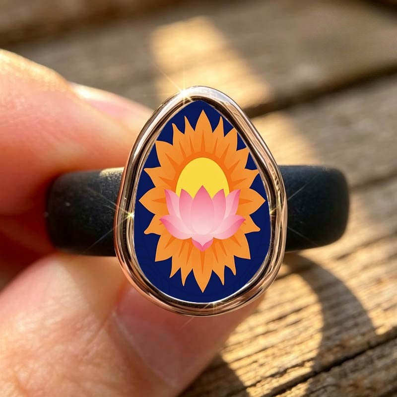 Lotus Sun Teardrop Ring
