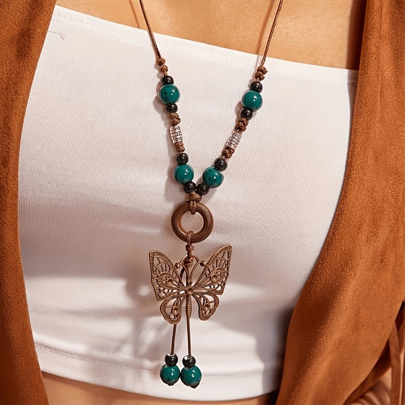 Turquoise Butterfly Pendant Necklace