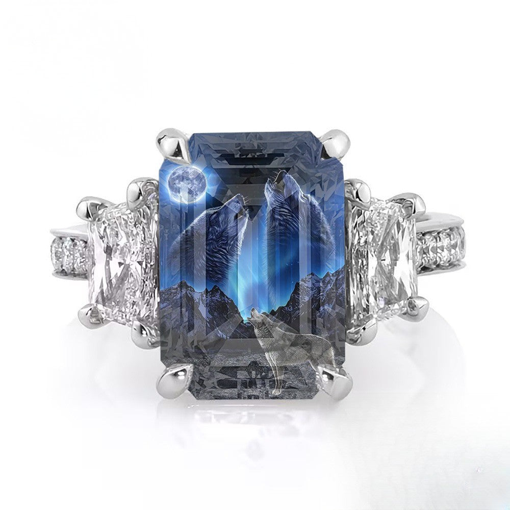 Wolf Moonlight Square Ring